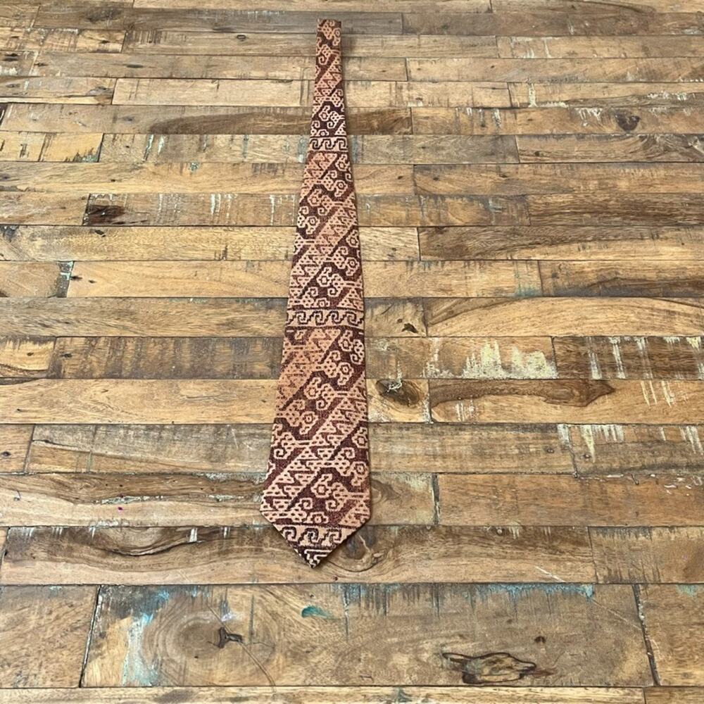 Giorgio Armani Cravatte Brown Beige Abstract Pattern Silk Tie 55" Classic